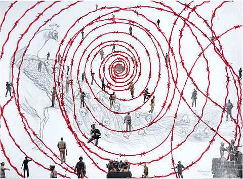 'Ruins of an Utopia' 29.5”x21.5”Mixed media on paper 2013 Rollie Mukherjee