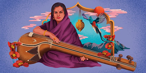 Begum Akhtar. Illustration by Samya Arif.