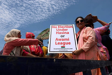 Supporters of the main opposition party the Bangladesh Nationalist Party at a Dhaka protest march, calling for the resignation of Bangladesh’s Prime Minister Sheikh Hasina in order to hold free and fair elections under a caretaker government. Photo: IMAGO/Zuma Wire