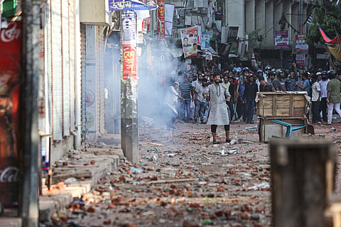 Clashes between protesters and police in Dhaka on 19 July as violence erupted across Bangladesh after anti-quota protests by students. Photo: Imago/ZUMA Wire Press