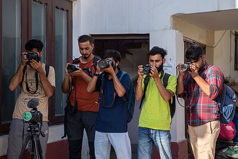 Journalists at work in Srinagar, where, like others in smaller cities, towns and rural areas away from power centres, they are less visible, have less access to support and are more vulnerable.