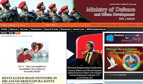 இலங்கை பாதுகாப்பு அமைச்சக வலைதளத்தில் தமிழக முதல்வர் ஜெயலலிதாவுக்கு அவமதிப்பு?