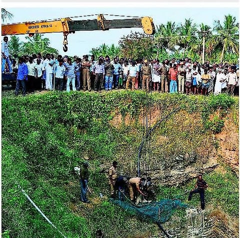 80 அடி ஆழ கிணற்றில் விழுந்த காட்டுப் பன்றிகள்: வனத்துறையினரை கண்டித்து விவசாயிகள் மறியல்