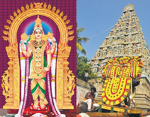 அபய முத்திரை காட்டும் அம்பிகை