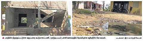திருப்பூர் மாநகராட்சி தொடக்கப் பள்ளியில் வகுப்பறை கட்டுமானப் பணி பாதியில் நிறுத்தம்: சிரமப்படும் மாணவர்கள்