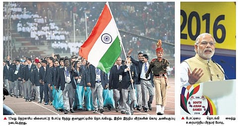 தெற்காசிய விளையாட்டு போட்டி: கைப்பந்தில் வெற்றியுடன் இந்தியா தொடக்கம்