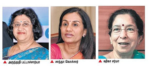 அதிகாரம் மிக்க பெண்கள் பட்டியலில் 3 வங்கி தலைவர்கள்