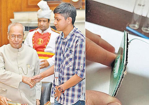 மாரடைப்பை முன்கூட்டியே கண்டறிந்து அறிவிக்கும் கருவி கண்டுபிடிப்பு: ஓசூர் மாணவருக்கு குடியரசுத் தலைவர் பாராட்டு