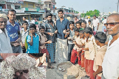 எடப்பாடி அருகே சாக்கு மூட்டையில் பண மதிப்பு நீக்கப்பட்ட ரூபாய் நோட்டுகள்: துண்டு துண்டாக வெட்டப்பட்ட நிலையில் கண்டெடுப்பு
