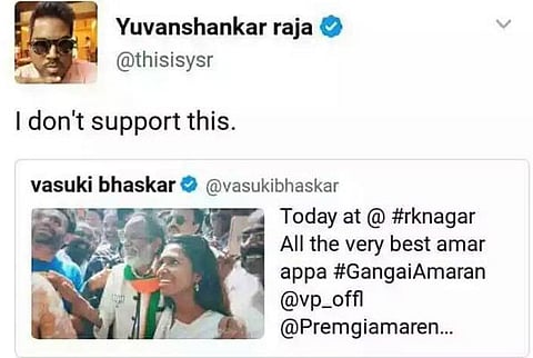 நான் ஆதரிக்கவில்லை: யுவன் பதிலால் கங்கை அமரன் குடும்பத்தினர் அதிர்ச்சி