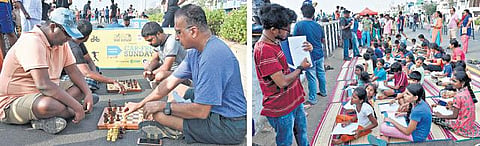 பெசன்ட்நகர் எலியட்ஸ் கடற்கரையில் ‘தி இந்து’ குழும இதழ்களில் வெளியான கேலிச் சித்திரங்களின் கண்காட்சி: 100 குழந்தைகளுக்கு பயிற்சி