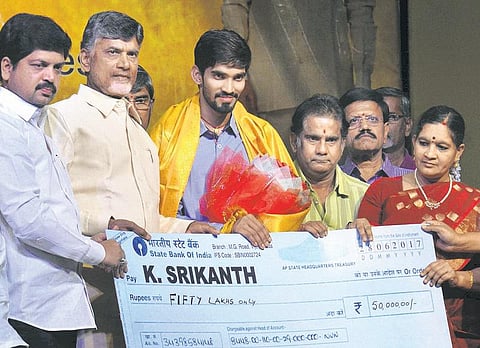 ஆந்திர மாநில அரசு சார்பில் ஸ்ரீகாந்துக்கு ரூ.50 லட்சம் பரிசு