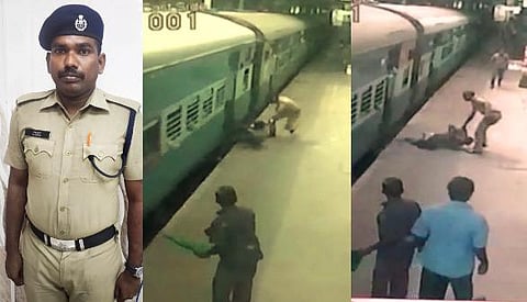 எழும்பூரில் ஓடும் ரயிலில் சிக்கிய பயணி: உயிரைக் காப்பாற்றிய காவலருக்கு உயர் அதிகாரிகள் பாராட்டு