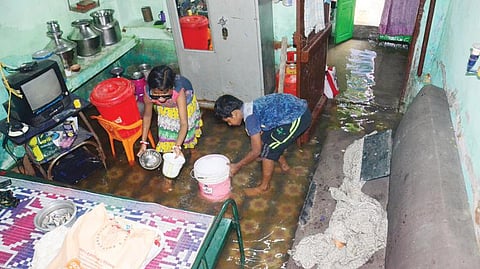 பாளையங்கோட்டை மனகாவலம் பிள்ளை நகர் மற்றும் திருமலை நகர் பகுதியில் மழை நீர் செல்ல வழியில்லாமல் வீடுகளுக்குள் புகுந்தது | படங்கள்: மு.லெட்சுமி அருண்