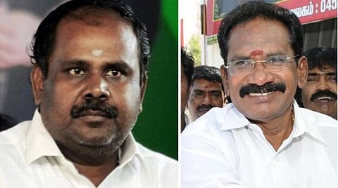 அமைச்சர் ஆர்.பி.உதயகுமார் (இடது); அமைச்சர் செல்லூர் ராஜூ (வலது)