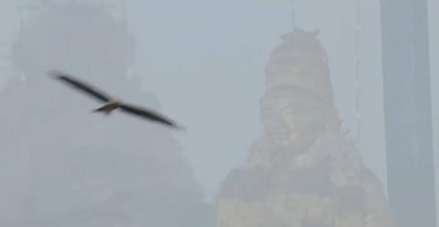 குடமுழுக்கின்போது வட்டமிட்ட கருடன்