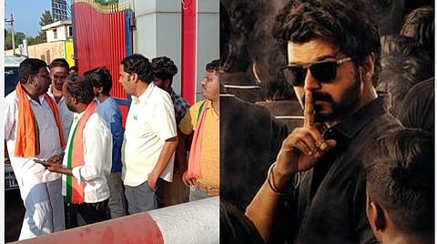 என்எல்சி 2-ம் சுரங்க வாயிலில் வாக்குவாதத்தில் ஈடுபட்ட பாஜகவினர் (இடது)
