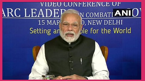 காணொலி மூலம் சார்க் நாடுகளின் தலைவர்களுடன் உரையாடிய பிரதமர் மோடி : படம் ஏஎன்ஐ