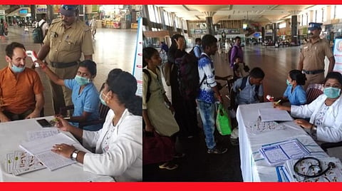 கோயம்பேடு பேருந்து நிலையத்தில் பயணிகள், ஊழியர்களுக்கு கரோனா முன்னெச்சரிக்கை சோதனை