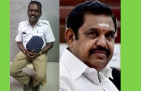 லாரி மோதி உயிரிழந்த போக்குவரத்து தலைமைக் காவலர் குடும்பத்துக்கு ரூ.50 லட்சம் இழப்பீடு; அரசு வேலை: முதல்வர் பழனிசாமி அறிவிப்பு