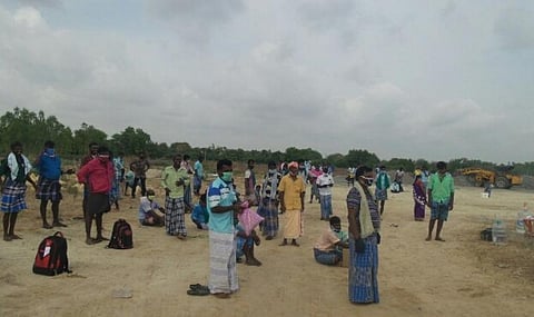 கோயம்பேட்டிலிருந்து அரியலூர் திரும்பிய தொழிலாளர்கள்
