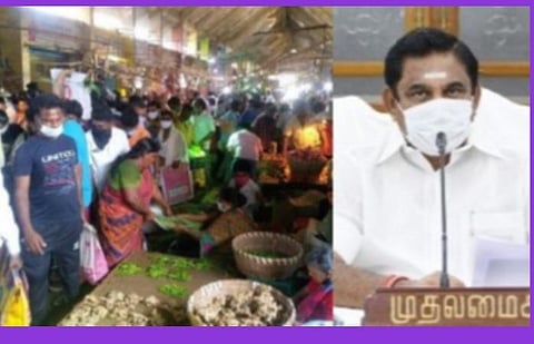 சென்னையில் கரோனா தொற்று அதிகரிப்பு: ஒத்துழைக்காத கோயம்பேடு வியாபாரிகள் சங்க நிர்வாகிகளே காரணம்: முதல்வர் பேச்சு