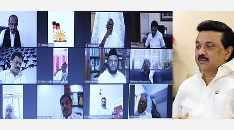 கருத்துச் சுதந்திரம் காக்க குழு, காவல்துறை ஒருதலைப்பட்ச செயல்பாடு, ஊடகங்களுக்கு எச்சரிக்கை: திமுகவின் அனைத்துக் கட்சிக் கூட்டத்தில் முடிவு