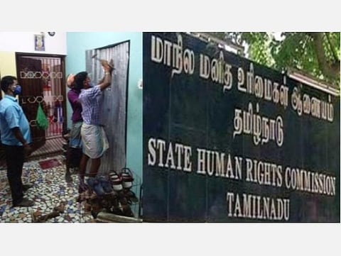 கரோனா சிகிச்சையில் தேறி வீடு திரும்பியவர் வீட்டு வாசலை தகர ஷீட்டால் அடைத்த அதிகாரிகள்: மனித உரிமை ஆணையம் தாமாக முன்வந்து வழக்கு, நோட்டீஸ்