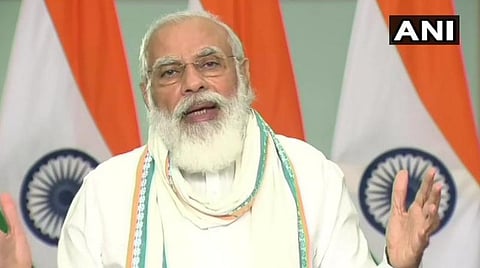 பிரதமர் மோடி காணொலியில் உரையாற்றிய காட்சி : படம் ஏஎன்ஐ