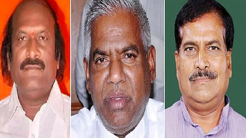 அசோக் கஸ்தி எம்.பி., நாராயண் ராவ் எம்எல்ஏ., சுரேஷ் அங்கடி எம்.பி., (இடமிருந்து வலமாக)