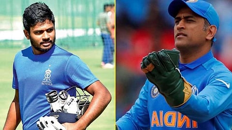 ராஜஸ்தான் ராயல்ஸ் அணி வீரர் சஞ்சு சாம்ஸன், தோனி : கோப்புப்படம்