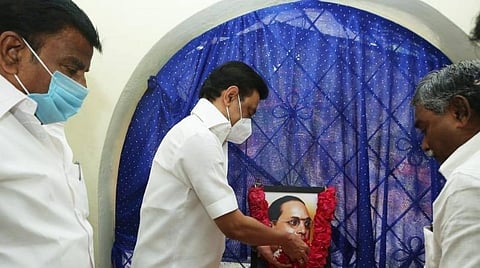 அம்பேத்கர் உருவப்படத்துக்கு ஸ்டாலின் மரியாதை