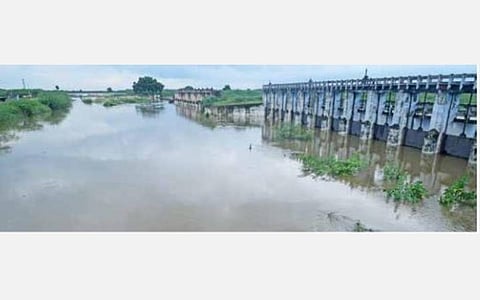 ராமநாதபுரம் பெரிய கண்மாயை வந்தடைந்த வைகை தண்ணீர். படம்:எல்.பாலச்சந்தர்