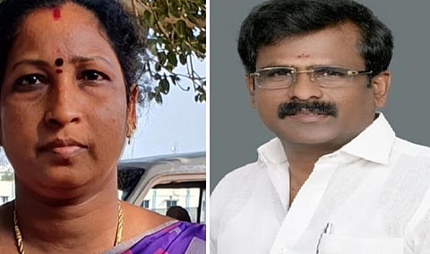 ஊராட்சி துணை தலைவர் சரஸ்வதி அண்ணா (இடது); ஊராட்சி தலைவர் பொன்மணி பாஸ்கர் (வலது)