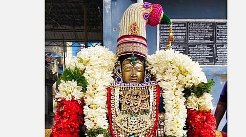 காரைக்கால்: சந்திர புஷ்கரணியில் ரங்கநாயகி தாயார் தீர்த்தவாரி நிகழ்வு