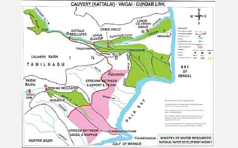 காவிரி-வைகை-குண்டாறு இணைப்புத் திட்டம் வரைபடம்.