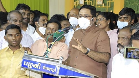 ஒரத்தநாட்டில் திருமண விழாவில் பேசிய டிடிவி தினகரன்.
