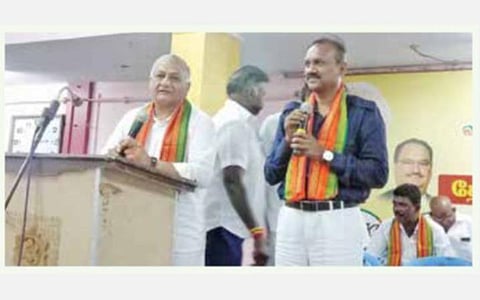 விருதுநகரில் நடைபெற்ற பாஜக தேர்தல் பணிக் குழு கூட்டத்தில் பேசினார் மத்திய இணை அமைச்சர் வி.கே.சிங்.