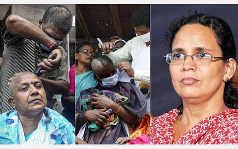 லத்திகா சுபாஷ், வாளையார் சகோதரிகளின் தாய் (நடுவில்), கே.கே.ரேமா | கோப்புப் படம்.