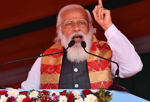 தாராபுரம் பிரச்சாரத்தில் வெற்றி வேல்... வீர வேல்... என முழக்கமிட்ட மோடி