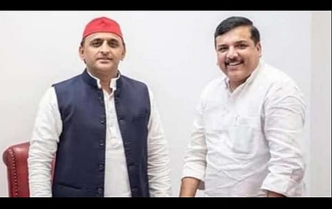 உ.பி. தேர்தலில் புதிய கூட்டணியா?- சமாஜ்வாதி தலைவர் அகிலேஷுடன் ஆம் ஆத்மி எம்.பி. சஞ்சய் சிங் சந்திப்பு
