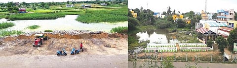 எலவனாசூர்கோட்டை புறவழிச்சாலையில் ஆக்கிரமிப்புக்குள்ளாகியிருக்கும் சின்னான் மற்றும் வண்ணான் ஏரிகள். படம்: ந.முருகவேல்.