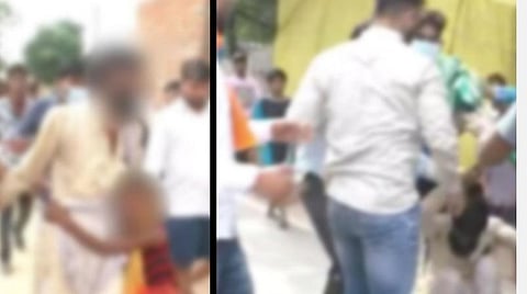 கான்பூரில் முஸ்லிம் ஆட்டோ ஓட்டுநர் தாக்கப்பட்ட காட்சி | படம் உதவி ட்விட்டர்