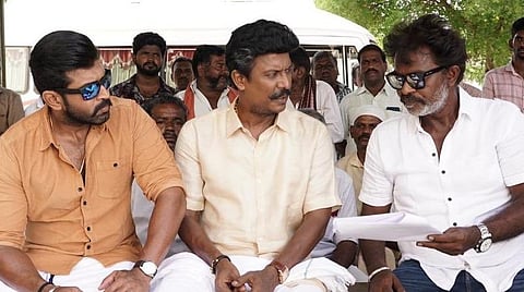 படப்பிடிப்பில் அருண் விஜய், இயக்குநர் ஹரியுடன் சமுத்திரக்கனி.