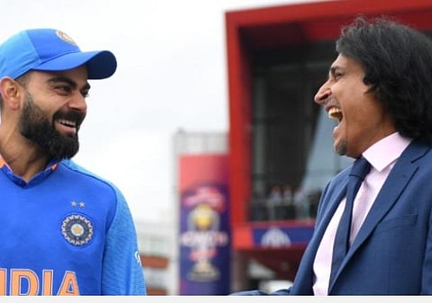 இந்திய அணியின் கேப்டன் விராட் கோலி , பாகிஸ்தான் வாரியத் தலைவர் ரமீஸ் ராஜா | கோப்புப் படம்.