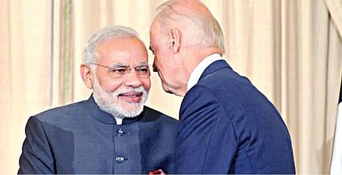 அமெரிக்க அதிபர் ஜோ பைடனுடன் பிரதமர் நரேந்திர மோடி.(கோப்பு படம்)
