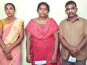 போலி பணி நியமன ஆணை வழங்கி மோசடி செய்ததாக கைது செய்யப்பட்ட சக்திவேல், ஜெயசித்ரா மற்றும் உஷா.