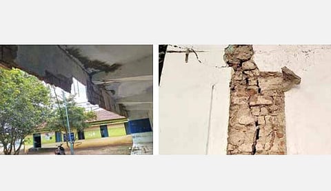 இடிந்து விழும் நிலையில் அரசு பள்ளி கட்டிடம்: சிங்கம்புணரி அருகே அச்சத்தில் மாணவர்கள்