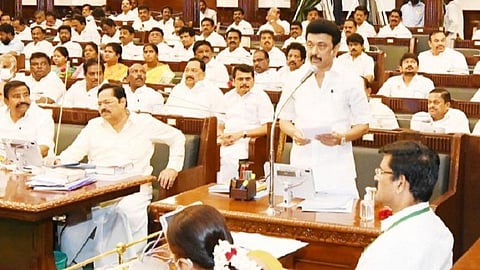 தமிழக சட்டப்பேரவையில் உரையாற்றும் முதல்வர் மு.க.ஸ்டாலின்
