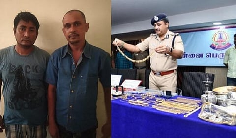 இடது: கொலையாளிகள் கிருஷ்ணா, ரவி | வலது: காவல் உயரதிகாரி